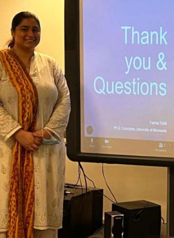 Fatima Bint Tufail giving G3 presentation