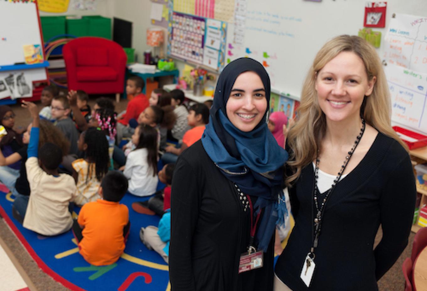 teachers smiling in the classroom